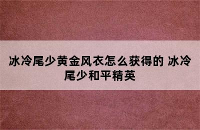 冰冷尾少黄金风衣怎么获得的 冰冷尾少和平精英